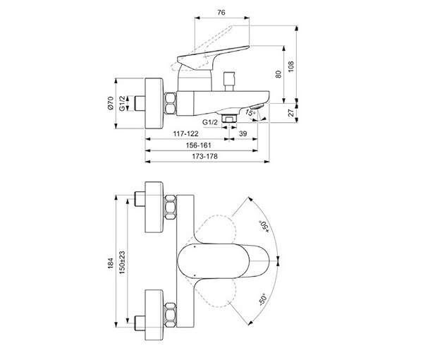 смеситель для ванны IDEAL STANDARD CERALIFE O